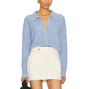 Central Park West 'Mia' Blue Cotton Button Up Shirt Sweater Size S